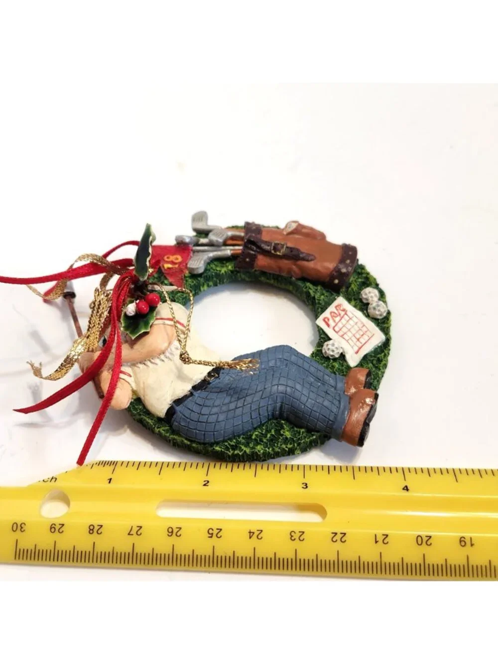 Santa Golfing Christmas Ornament Wreath Design Golf Bag Club Hanging Decoration